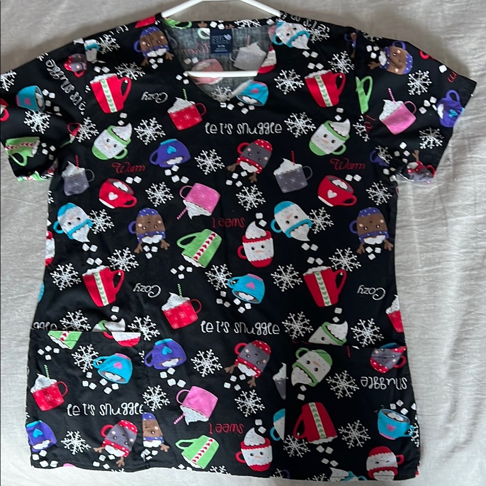 Christmas/winter scrub top